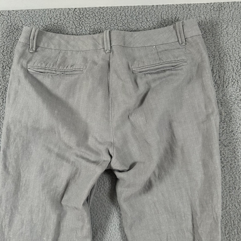 Gap Pants Womens 10 Gray Hip Slung Fit Linen Cotton Herringbone Straight Leg - Picture 16 of 16